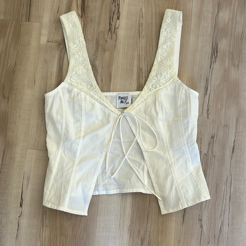 Princess Polly Tie Front White Tank